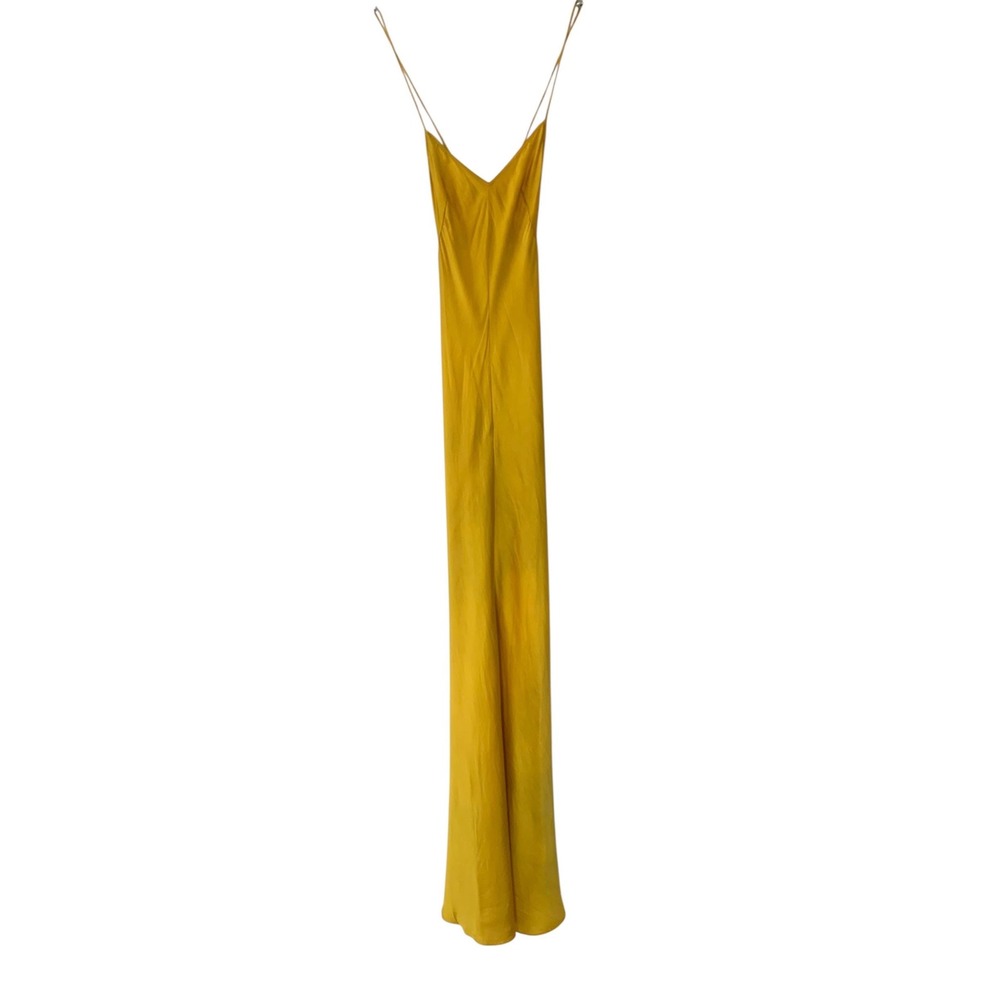 Plein Sud Sun Silk Slip Dress Womens 6 Yellow Excellent 90s Y2K Maxi Gown French - Picture 2 of 10